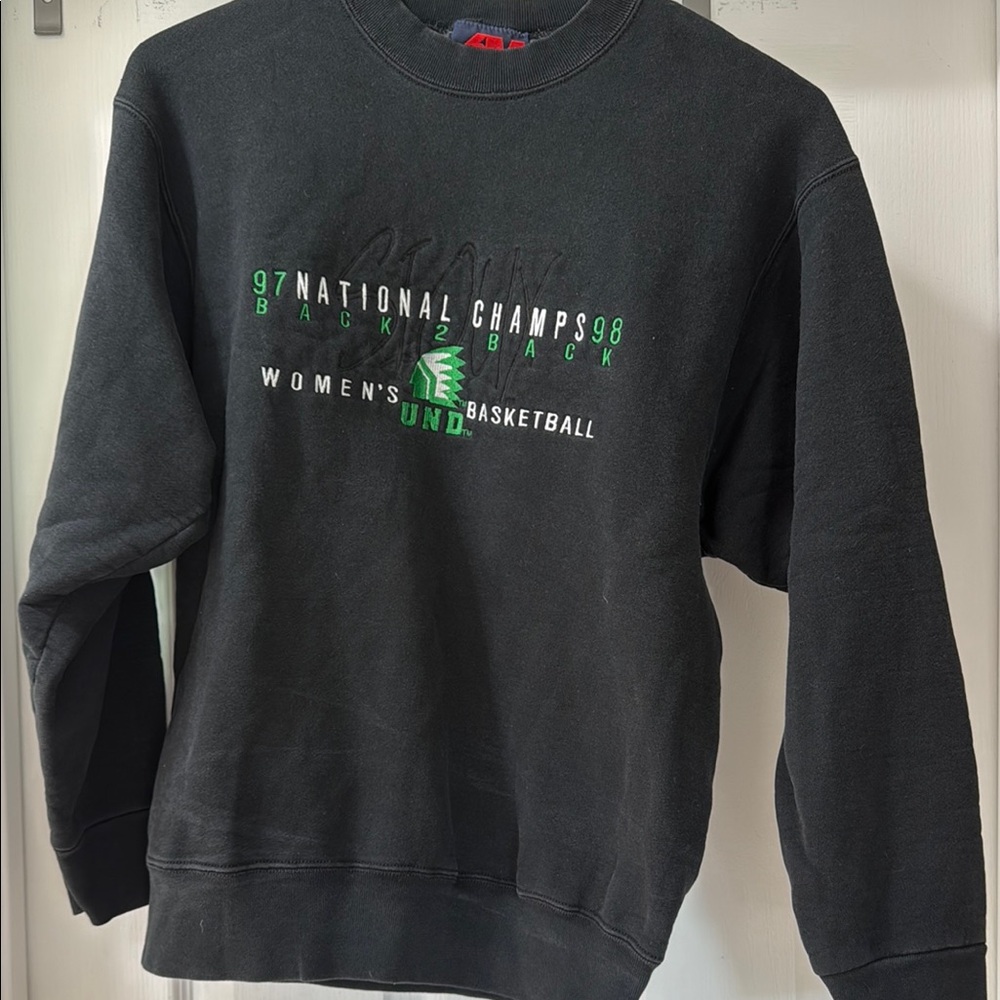 Black Crewneck Sweater with Ribbed Cuffs